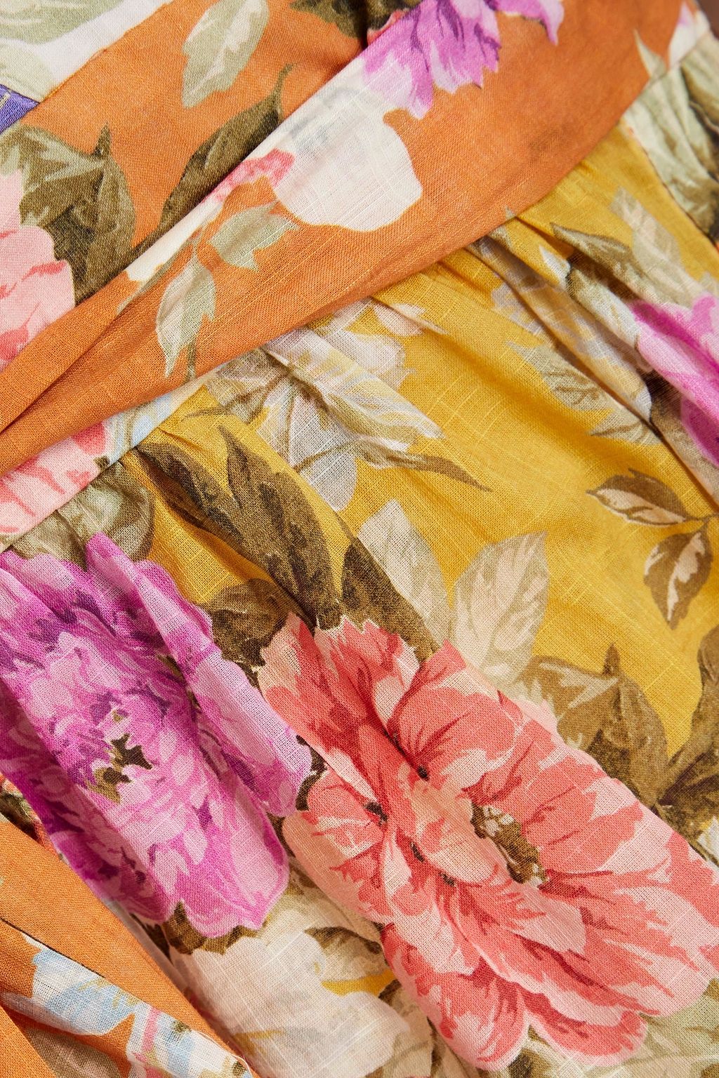 ZIMMERMANN Tiered floral-print cotton mini wrap dress