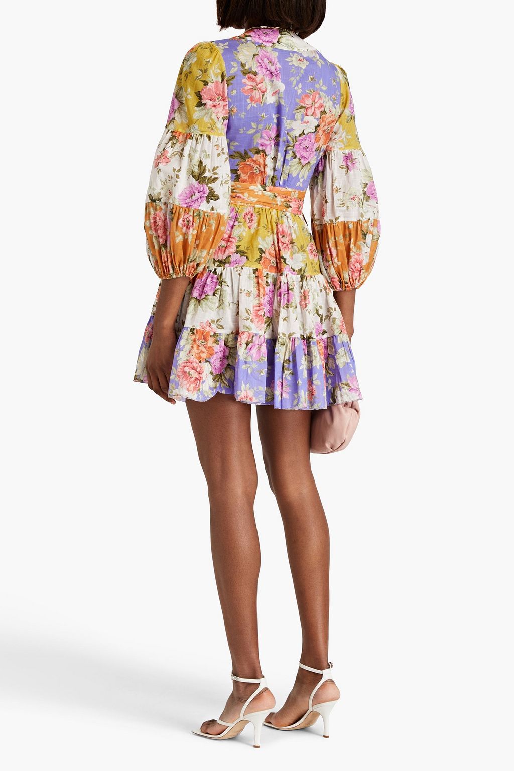 ZIMMERMANN Tiered floral-print cotton mini wrap dress