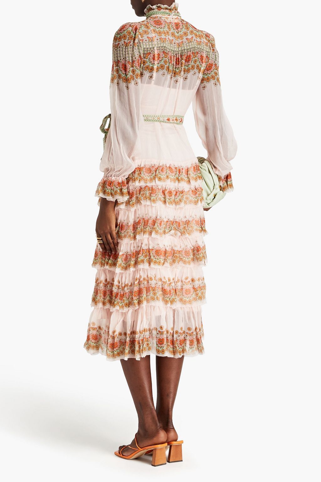 ZIMMERMANN Tiered floral-print silk-crepon midi dress