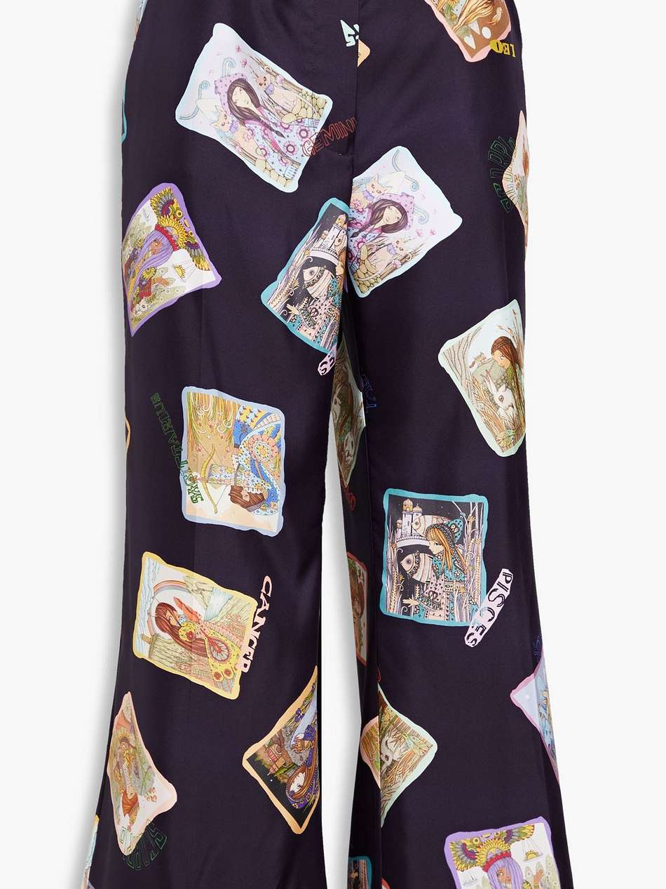 printed silk-twill kick-flare pants
