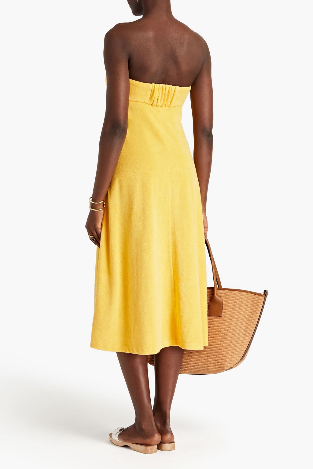 ZIMMERMANN Strapless knotted cotton-blend terry midi dress