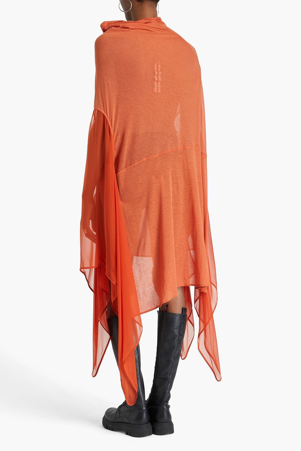 RICK OWENS Draped cotton-jersey and silk-voile top