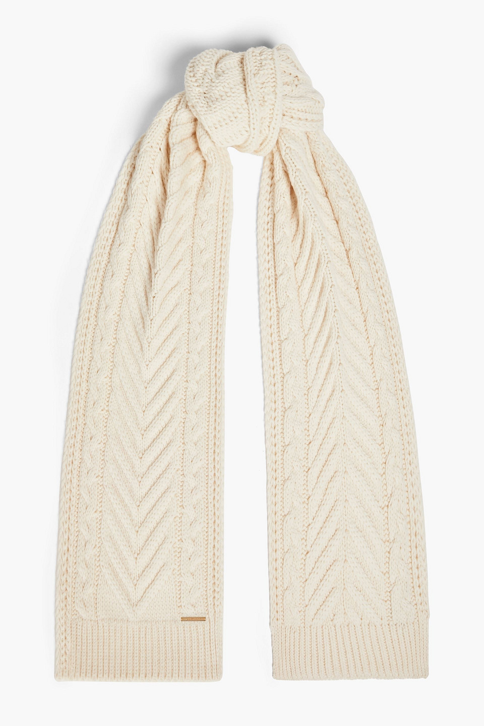 Zimmermann Cable-knit Merino Wool And Cashmere-blend Scarf In Ecru