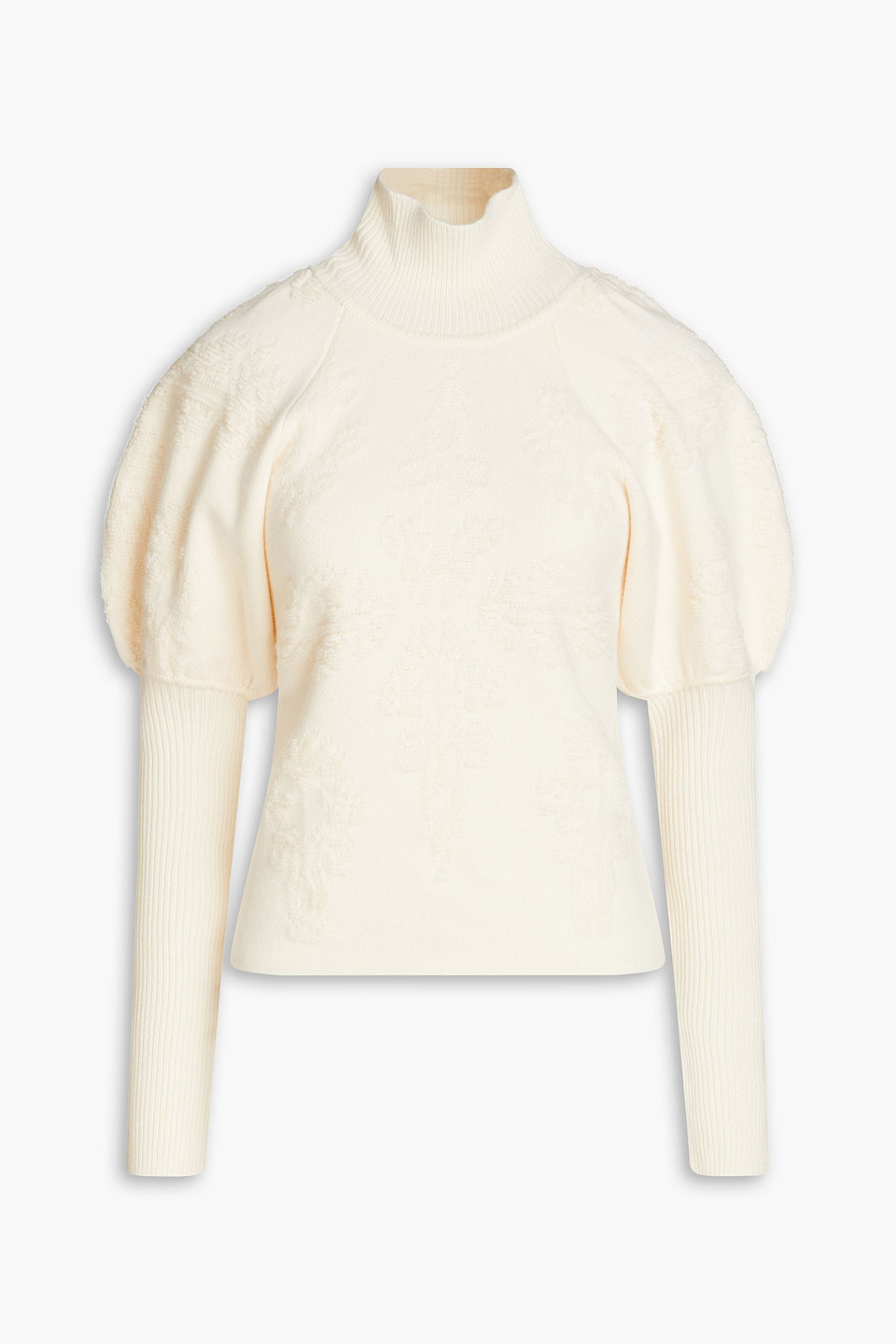 Zimmermann Bouclé-knit Wool And Cashmere-blend Turtleneck Sweater In Cream