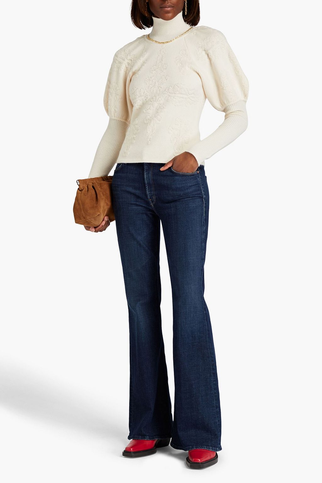 ZIMMERMANN Bouclé-knit wool and cashmere-blend turtleneck sweater