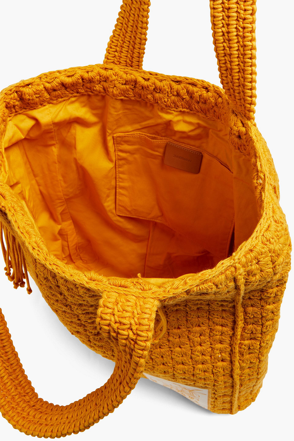 Shop Zimmermann Crocheted Cotton Tote In Mustard