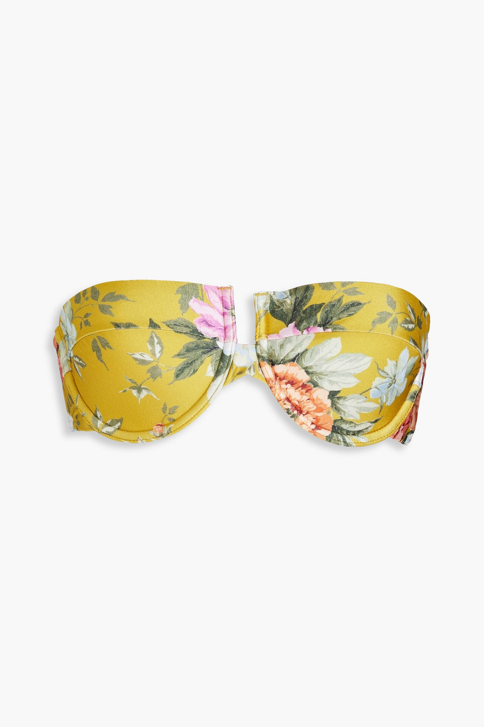 Zimmermann Bandeau-bikini-oberteil Mit Floralem Print In Mustard