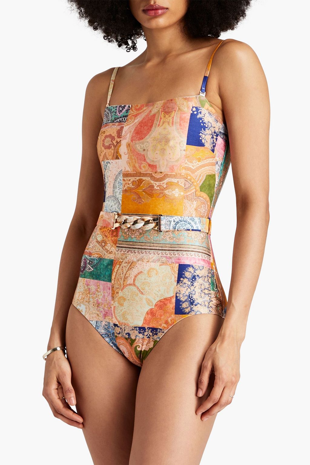 ZIMMERMANN Belted paisley-print swimsuit