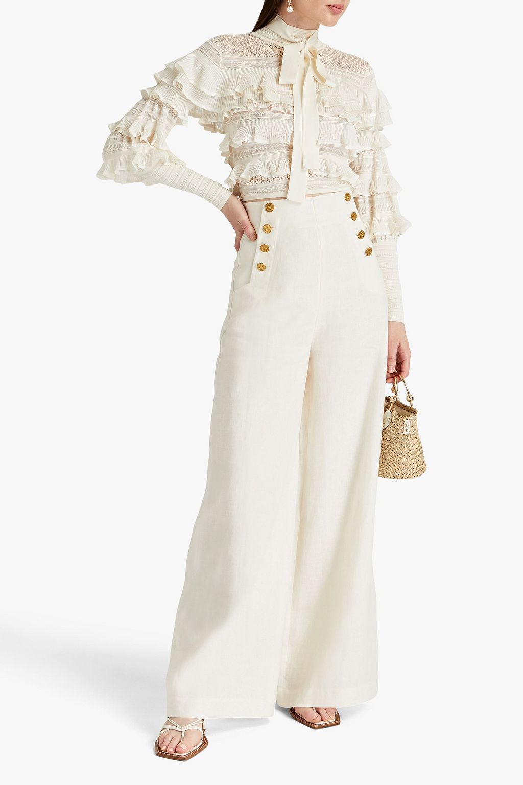 ZIMMERMANN Hose mit weitem Bein aus Leinen
