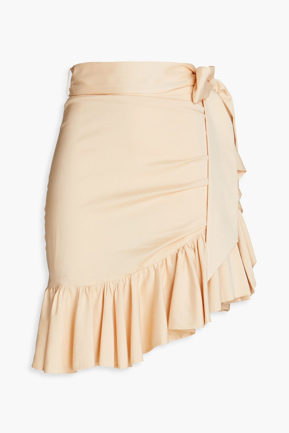 Zimmermann Asymmetric Ruffled Silk-blend Twill Mini Skirt In Cream