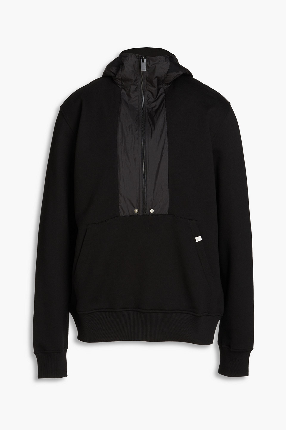 Appliquéd shell-paneled cotton-fleece hoodie