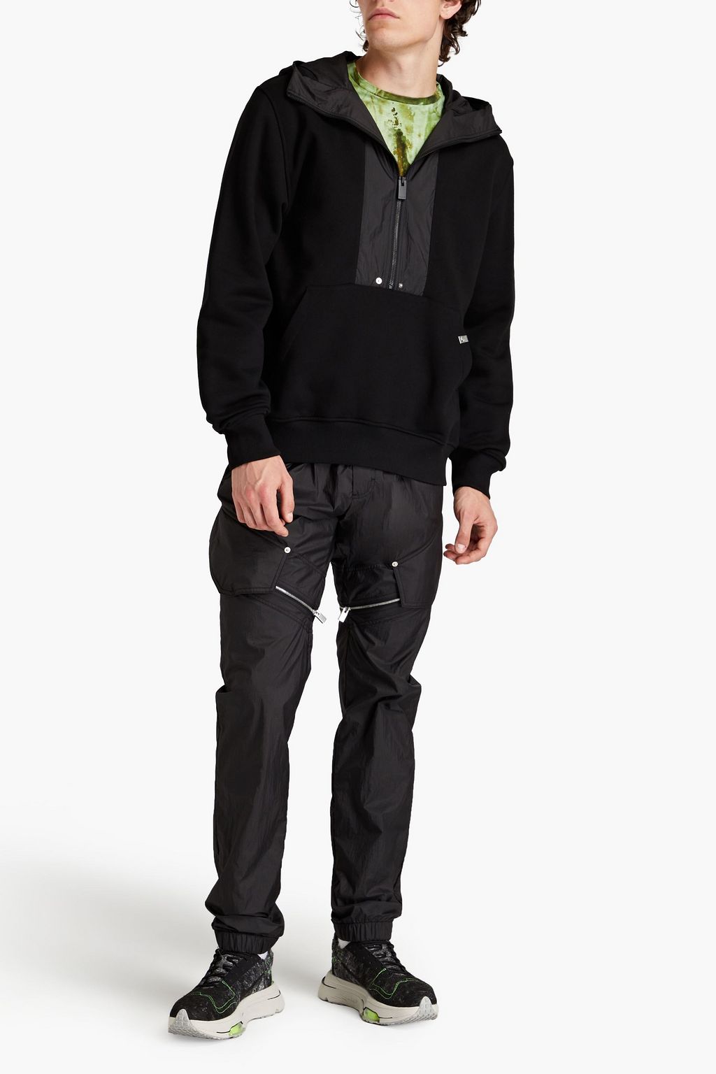 1017 ALYX 9SM Appliquéd shell-paneled cotton-fleece hoodie