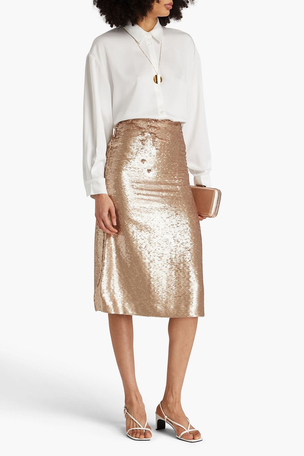 ZIMMERMANN Sequined mesh midi skirt