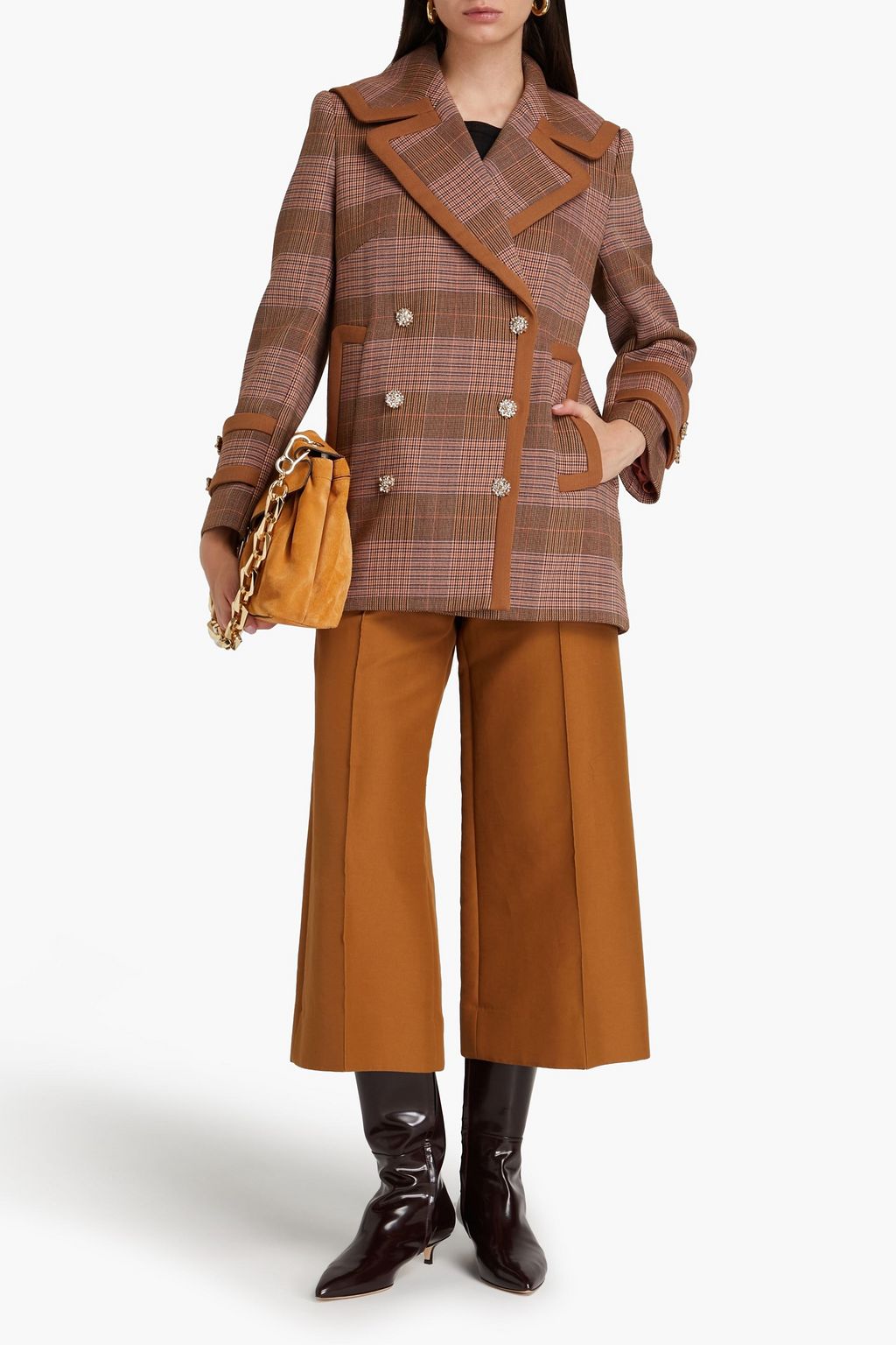 ZIMMERMANN Double-breasted Prince of Wales checked tweed coat