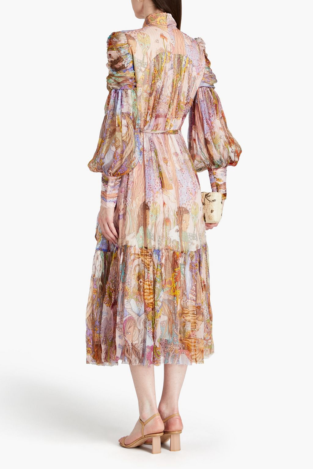 ZIMMERMANN Gathered printed silk-crepon gown