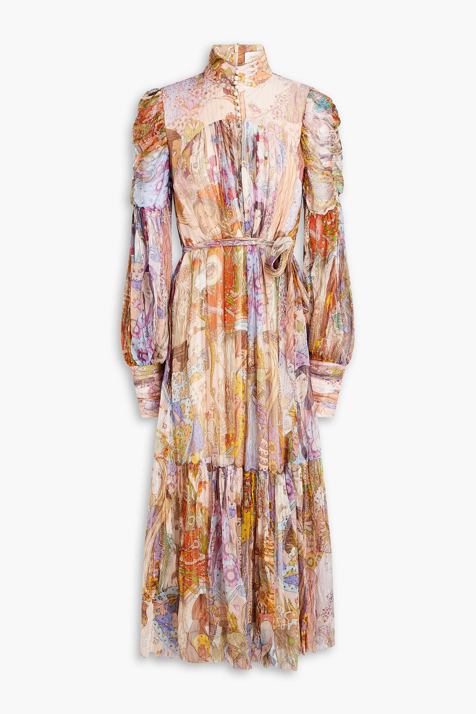 Zimmermann Robe Aus Seidenkrepon Mit Print Und Raffung In Blush