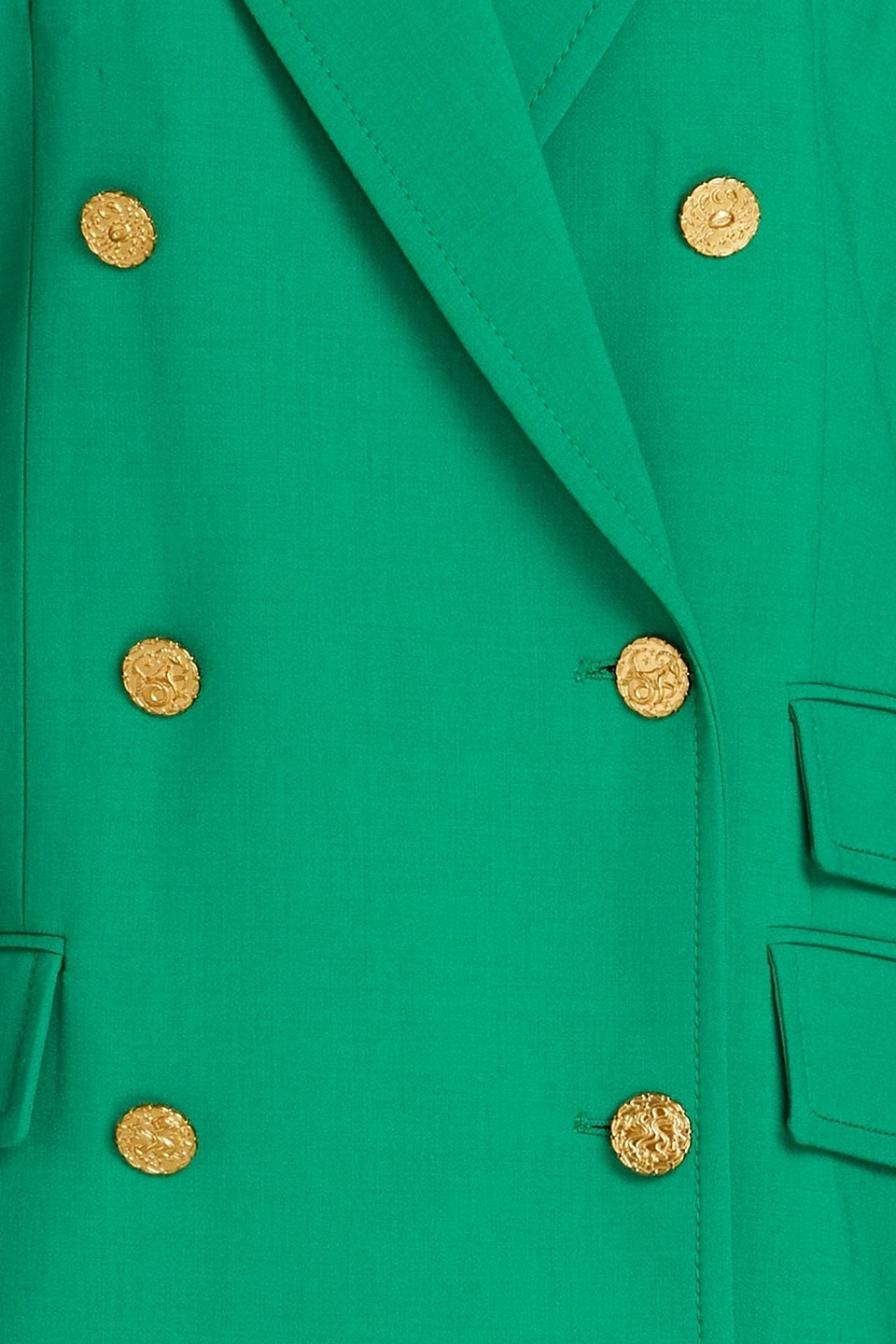 Shop Zimmermann Double-breasted Crepe Blazer In Green