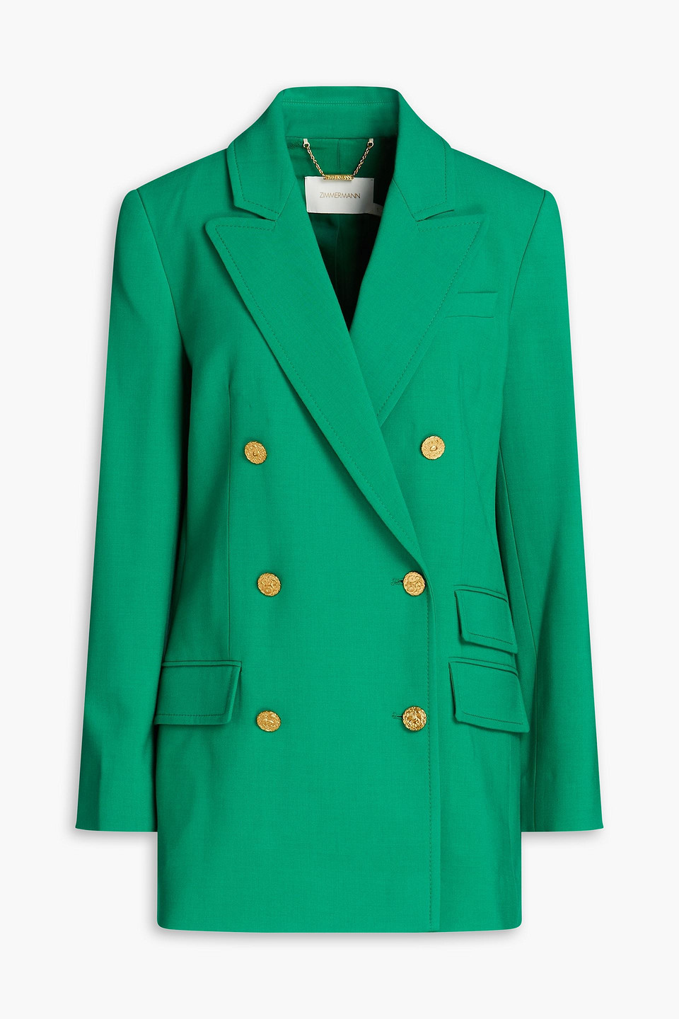 Zimmermann Double-breasted Crepe Blazer In Green