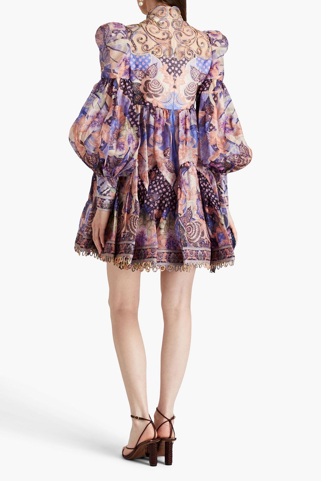 ZIMMERMANN Tulle-trimmed printed linen and silk-blend gauze mini dress ...