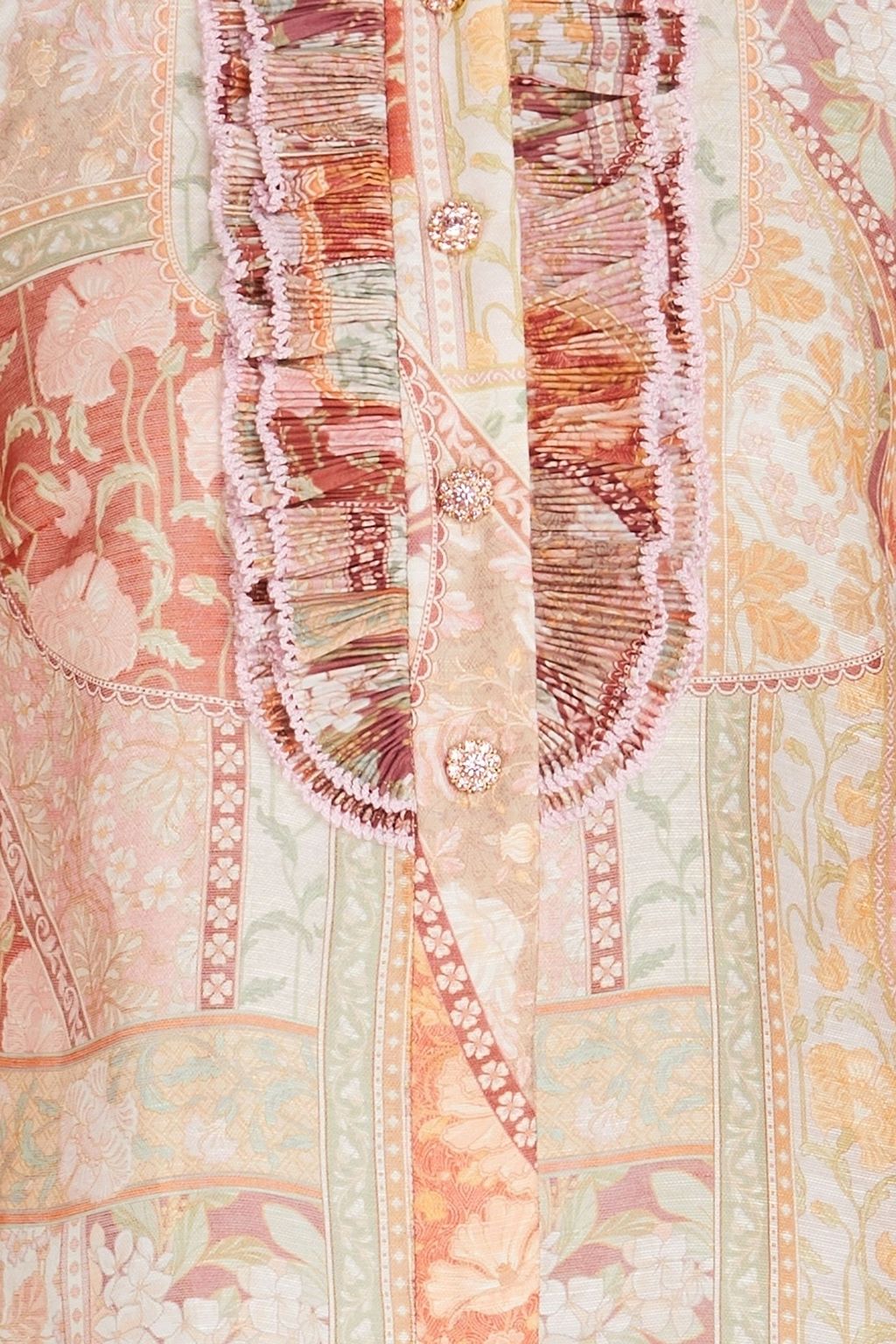 ZIMMERMANN Ruffled floral-print linen and silk-blend organza blouse