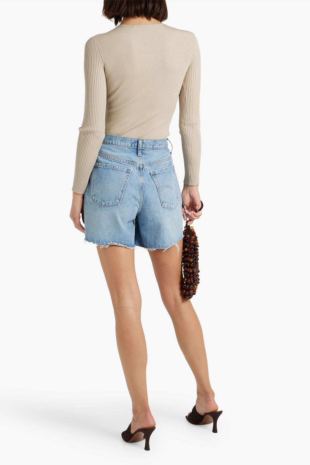 SIMKHAI Lucie lace-up ribbed-knit sweater
