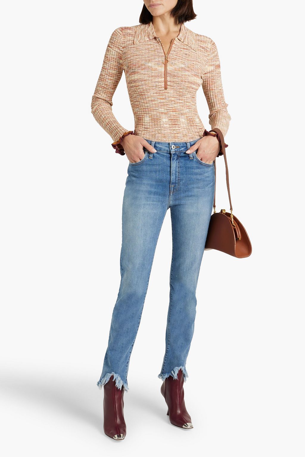SIMKHAI Allyson space-dyed ribbed-knit sweater