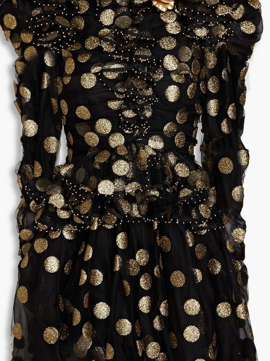 ruffled glittered tulle mini dress