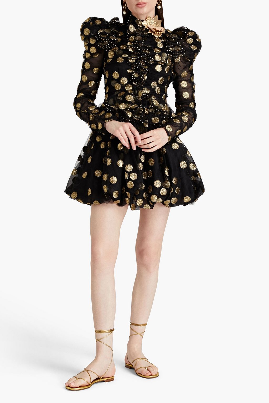 ZIMMERMANN Ruffled glittered tulle mini dress