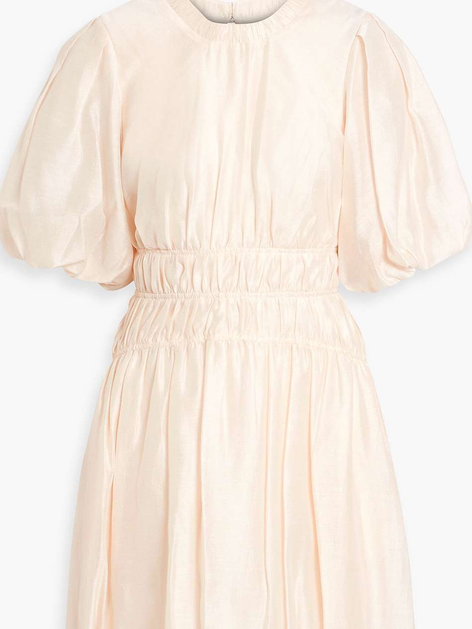eco cutout gathered woven mini dress
