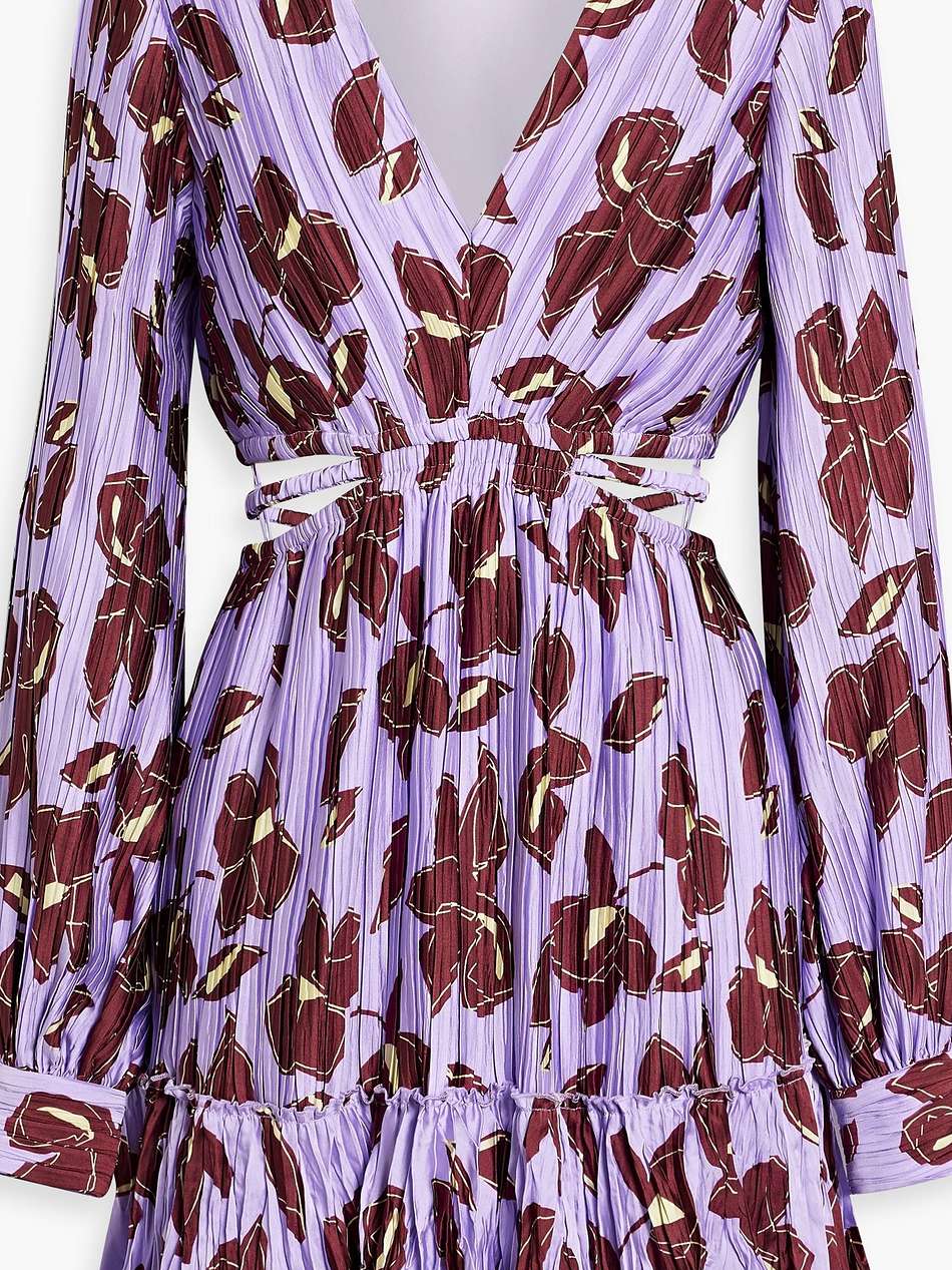 londyn floral-print plissé satin-crepe mini dress