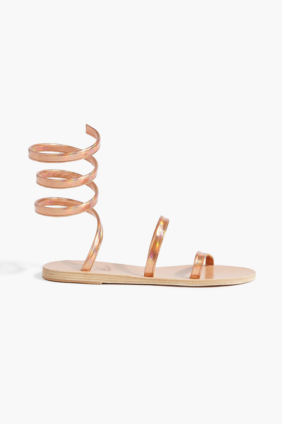 Shop Ancient Greek Sandals Ofis Iridescent Leather Sandals In Copper