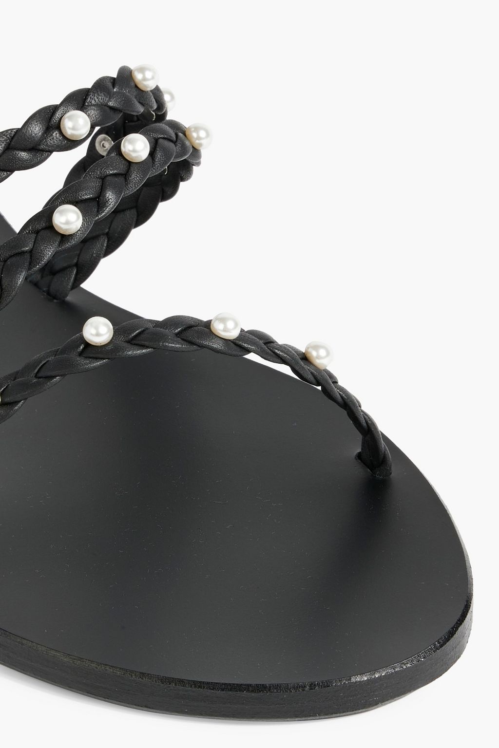 ANCIENT GREEK SANDALS Ekaterini faux pearl-embellished braided leather sandals