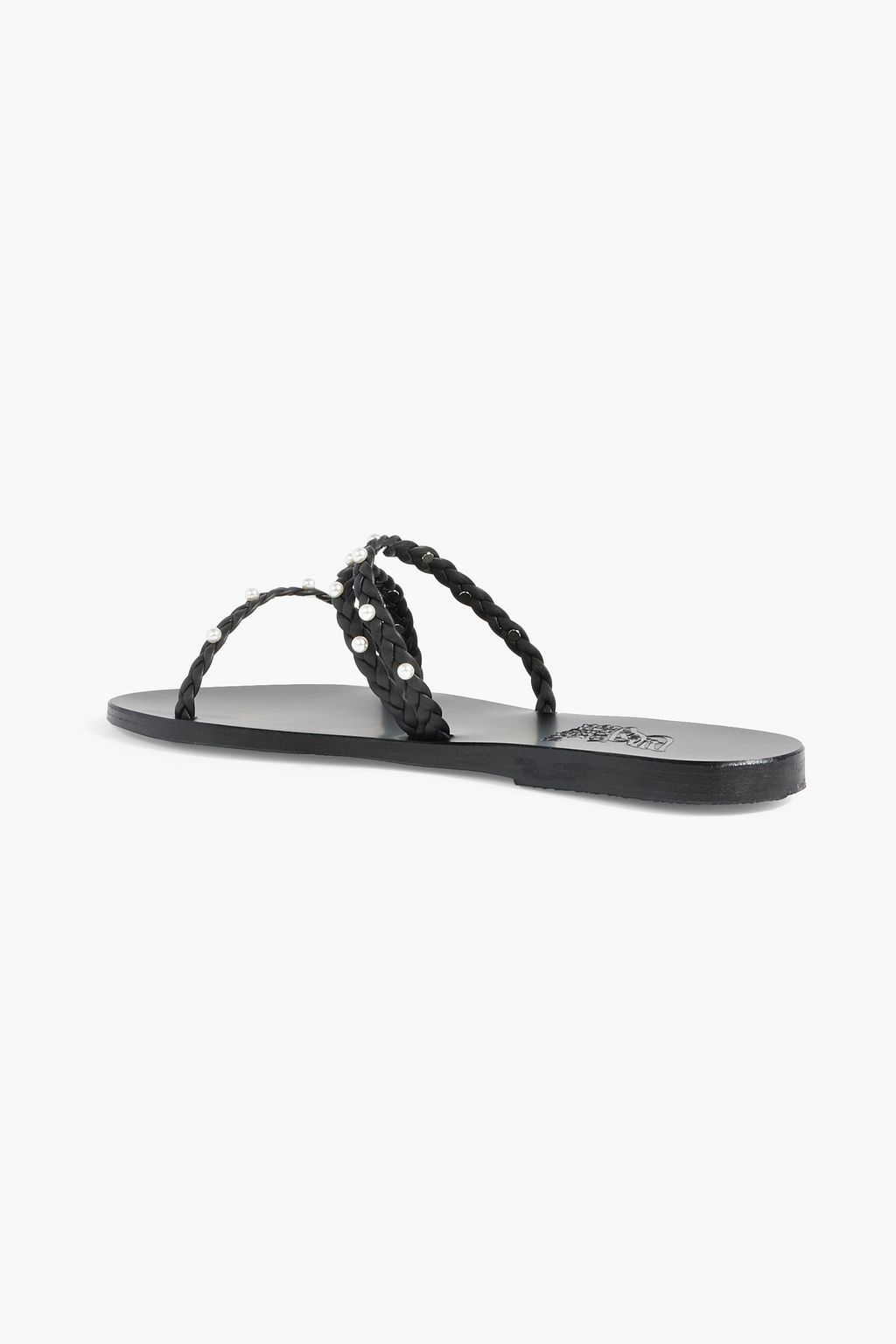 ANCIENT GREEK SANDALS Ekaterini faux pearl-embellished braided leather sandals