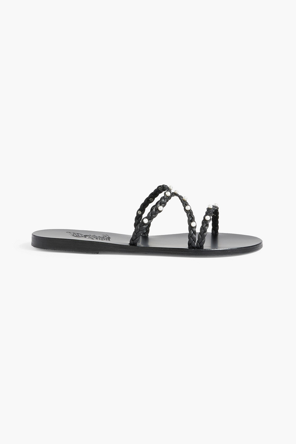 Ekaterini faux pearl-embellished braided leather sandals