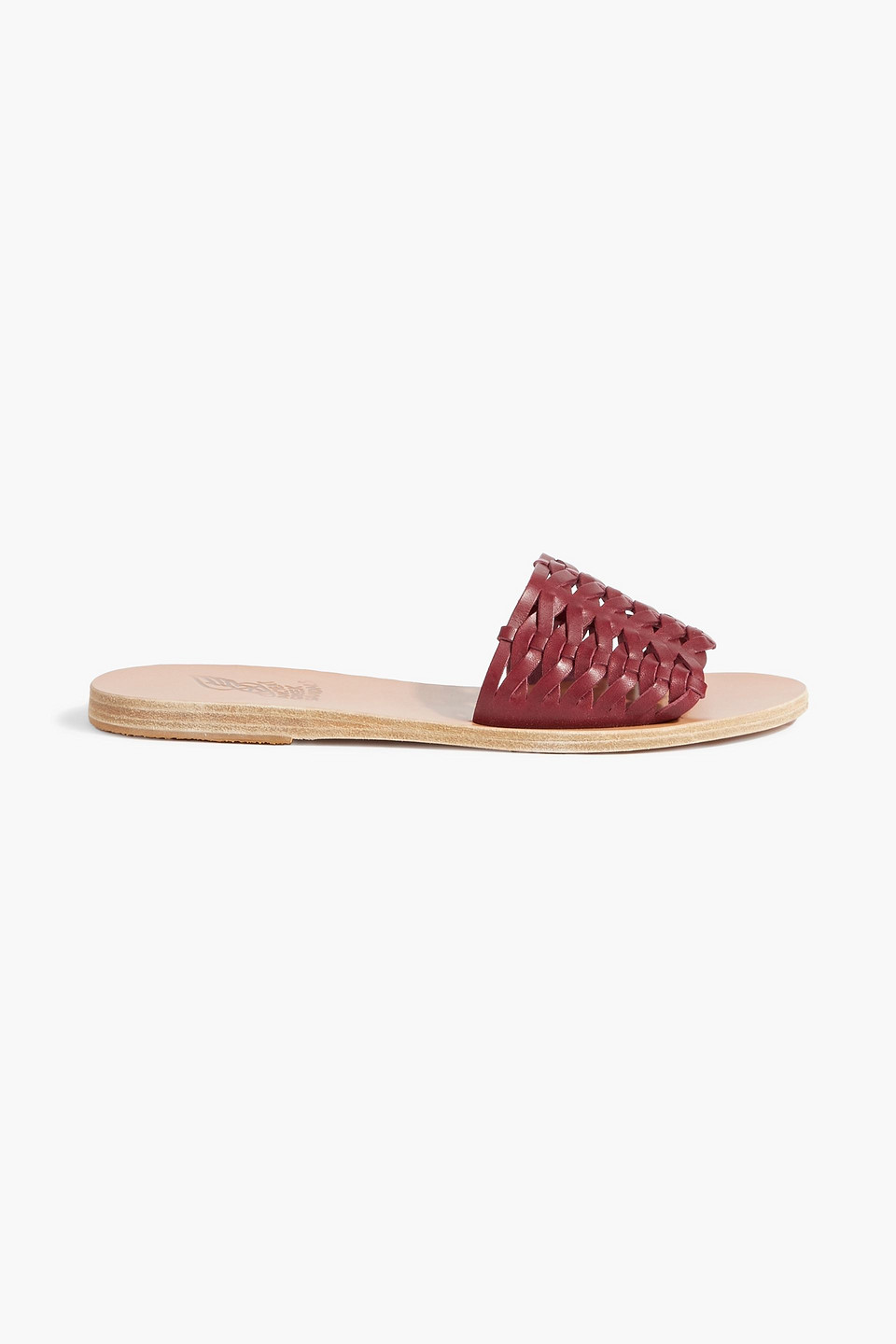 Ancient Greek Sandals Taygete Woven Leather Slides In Claret