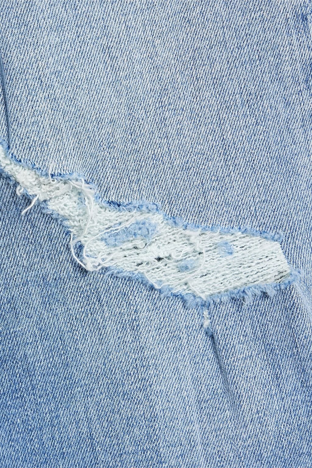 SIMKHAI بنطلون جينز «ريفر» بخصر متوسط الارتفاع وقصة أرجل مستقيمة بتصميم ممزق