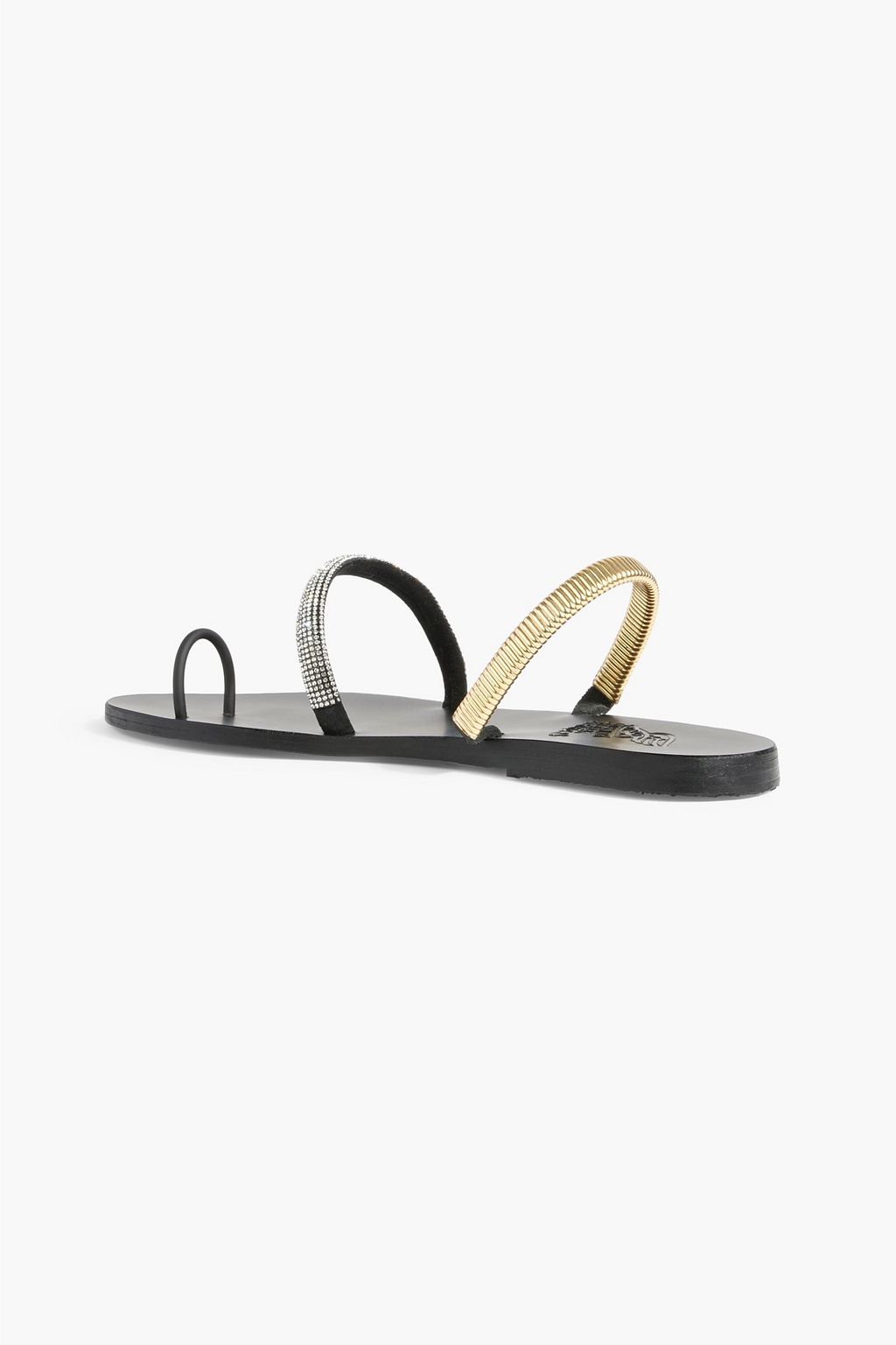 ANCIENT GREEK SANDALS Amythiti embellished suede and leather sandals