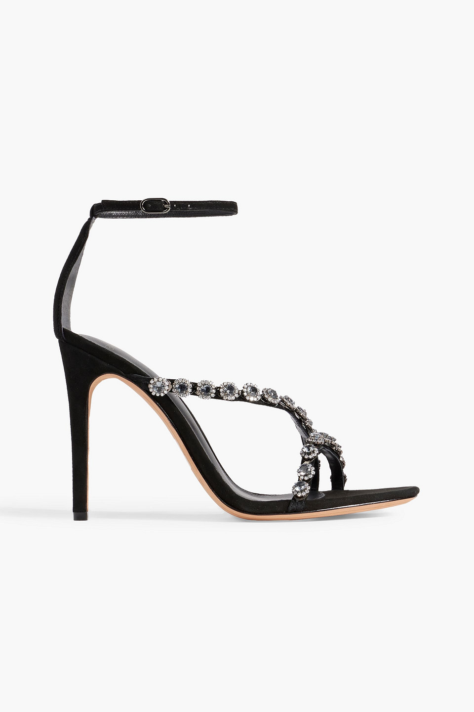 Shop Alexandre Birman Cara Crystal-embellished Suede Sandals In Black