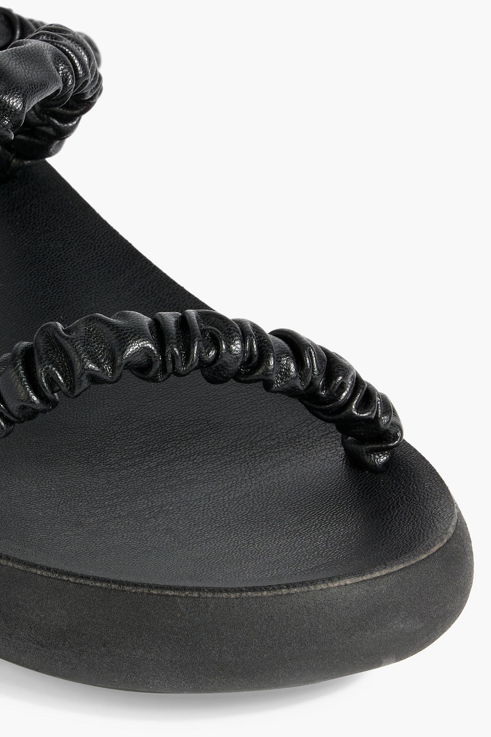 Shop Ancient Greek Sandals Scrunchie Eleftheria Faux Leather Sandals In Black
