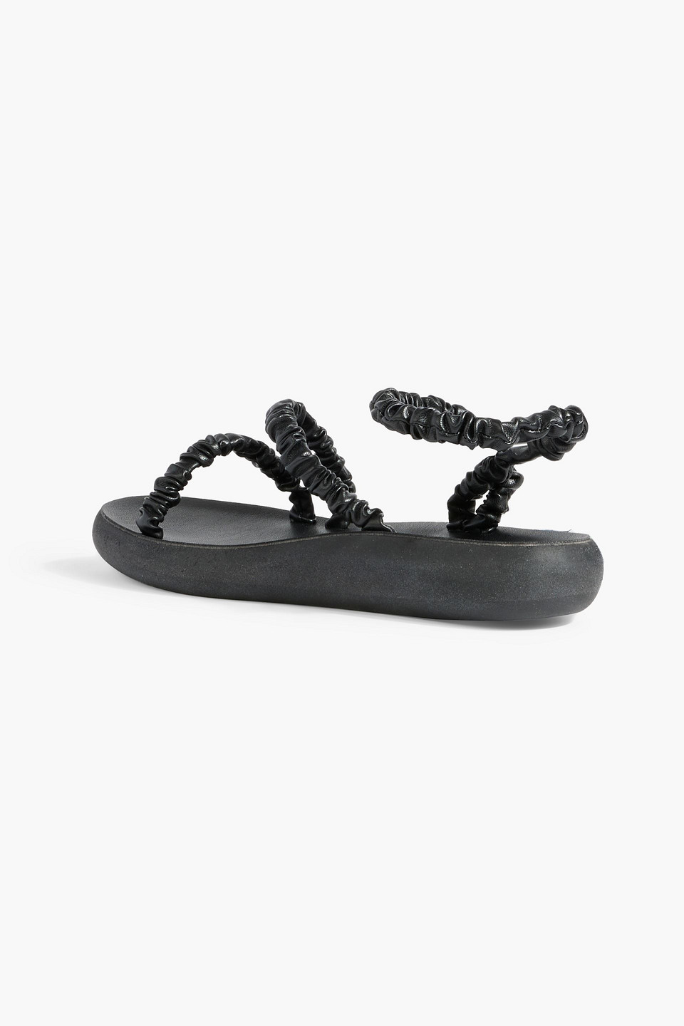 Shop Ancient Greek Sandals Scrunchie Eleftheria Faux Leather Sandals In Black