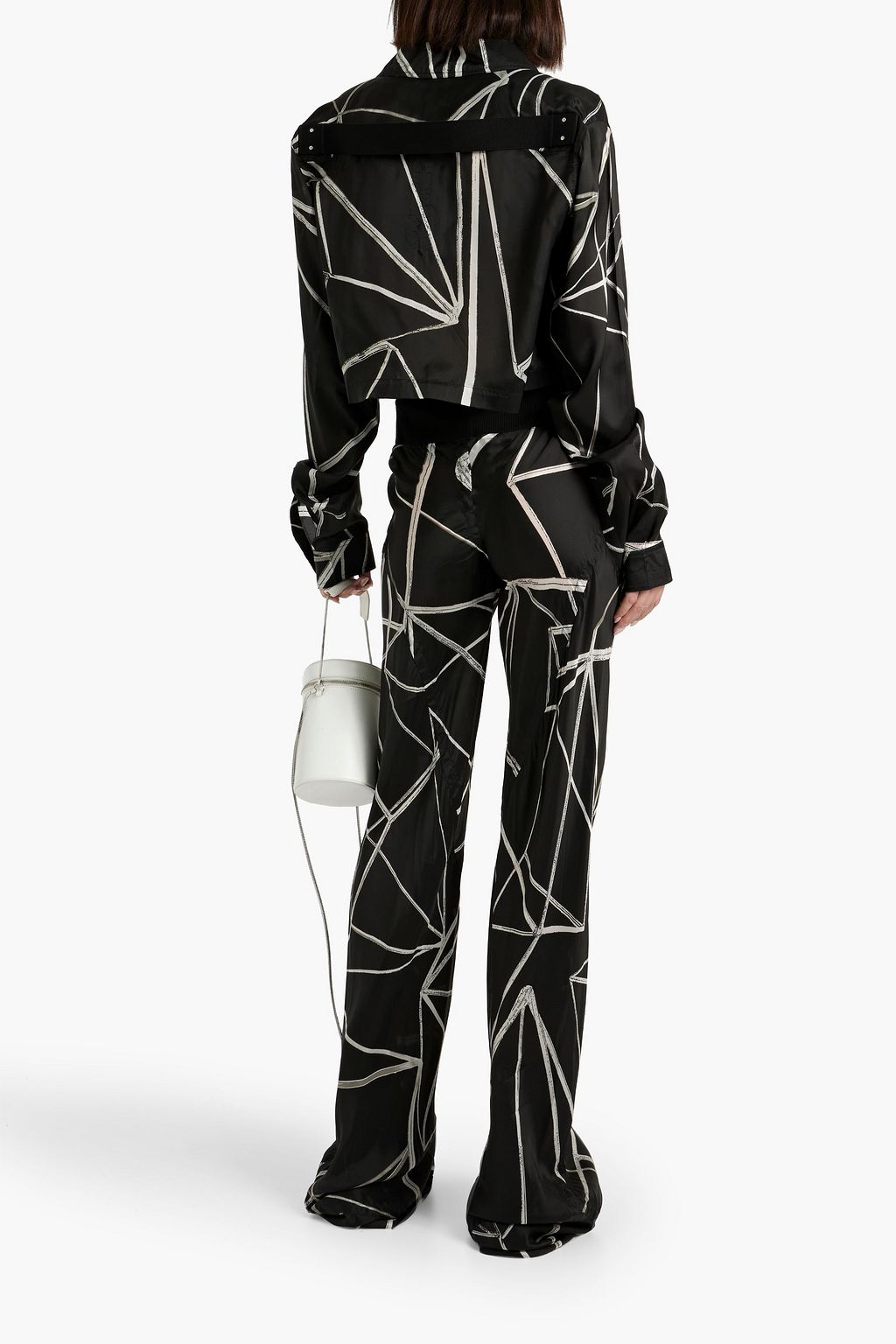 RICK OWENS Cropped printed cupro-satin shirt