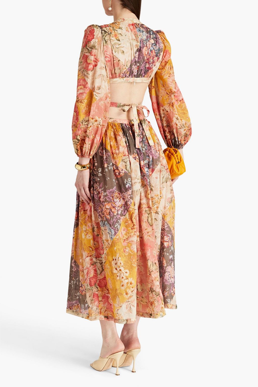 ZIMMERMANN Bow-detailed printed cotton maxi dress