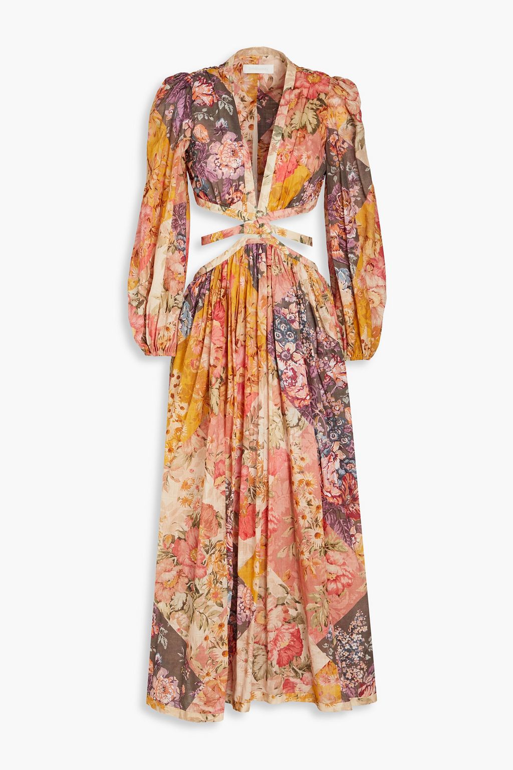 ZIMMERMANN Bow-detailed printed cotton maxi dress | THE OUTNET