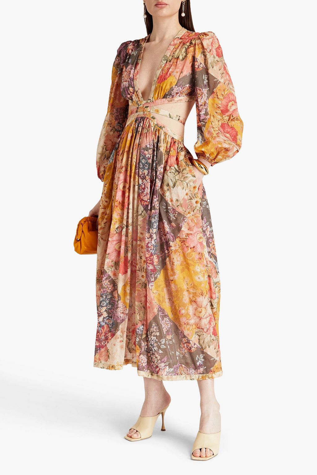 ZIMMERMANN Bow-detailed printed cotton maxi dress