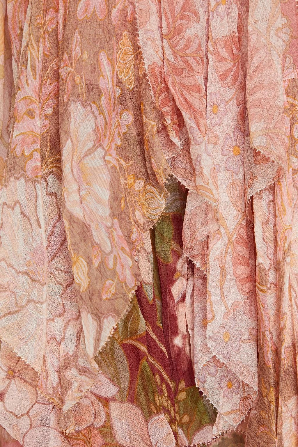 ZIMMERMANN Tiered floral-print silk-crepon midi skirt