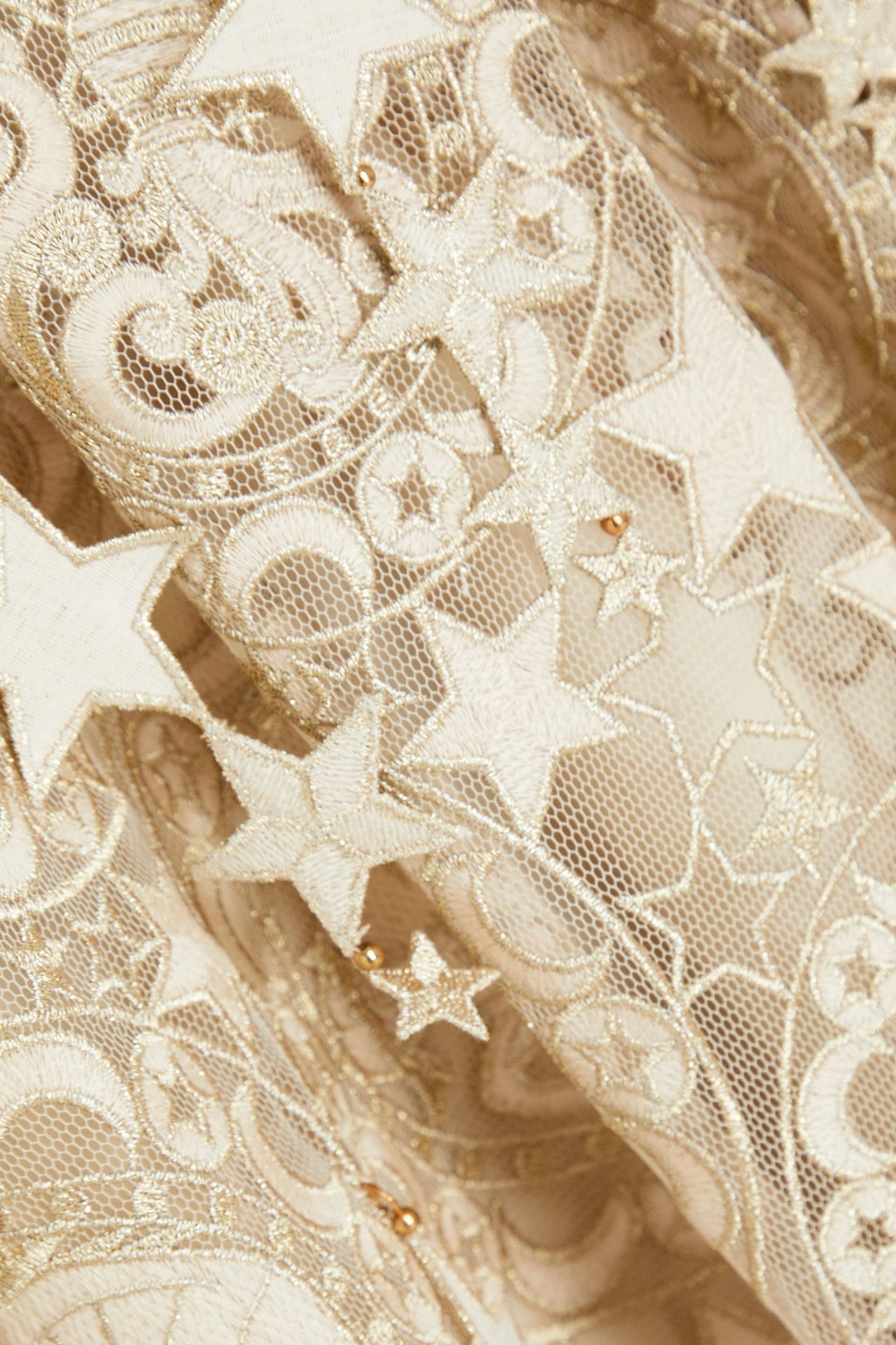 Zimmermann Embellished Tulle Midi Dress In Gold