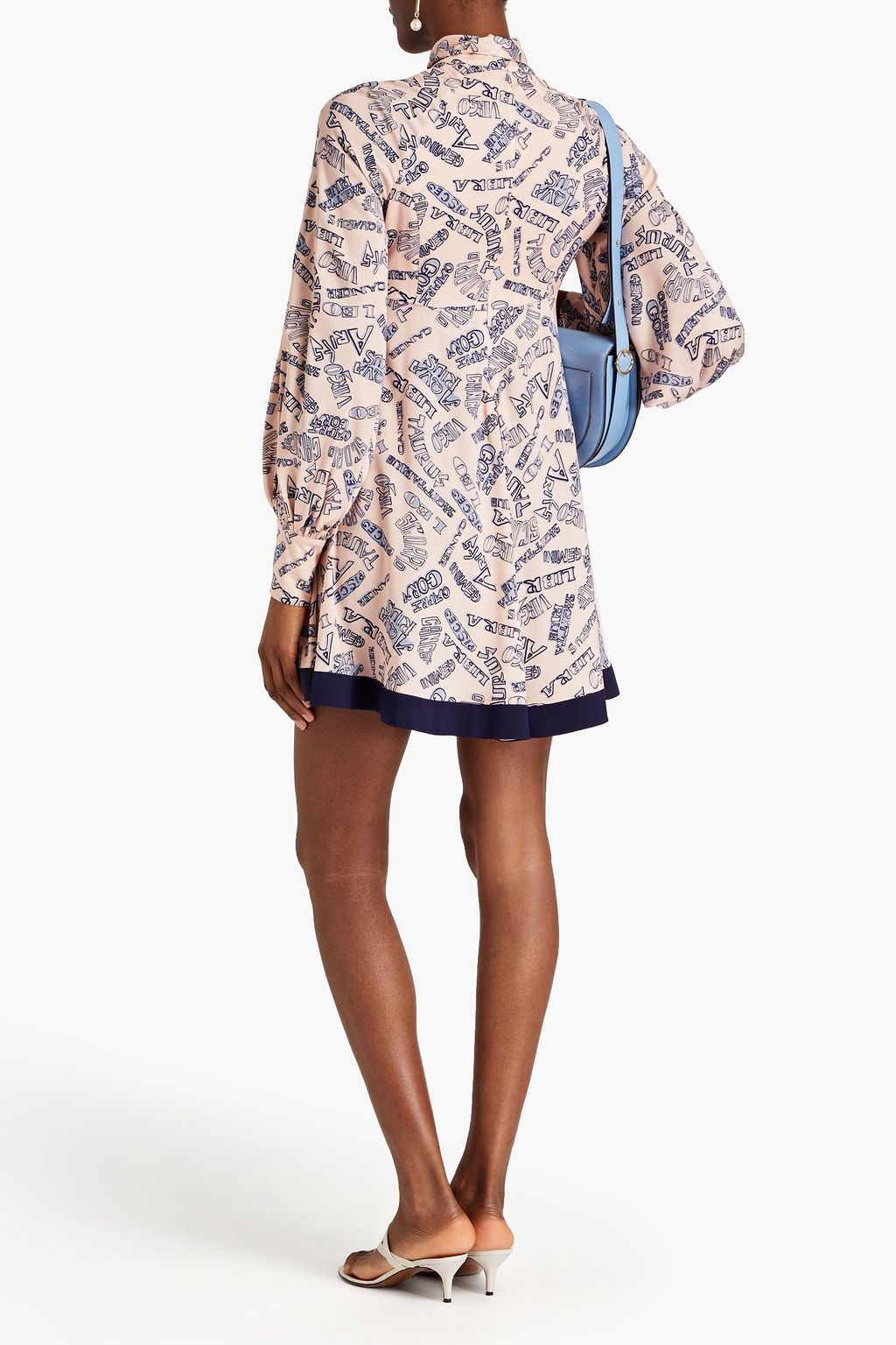 ZIMMERMANN Pussy-bow printed stretch-silk twill mini dress