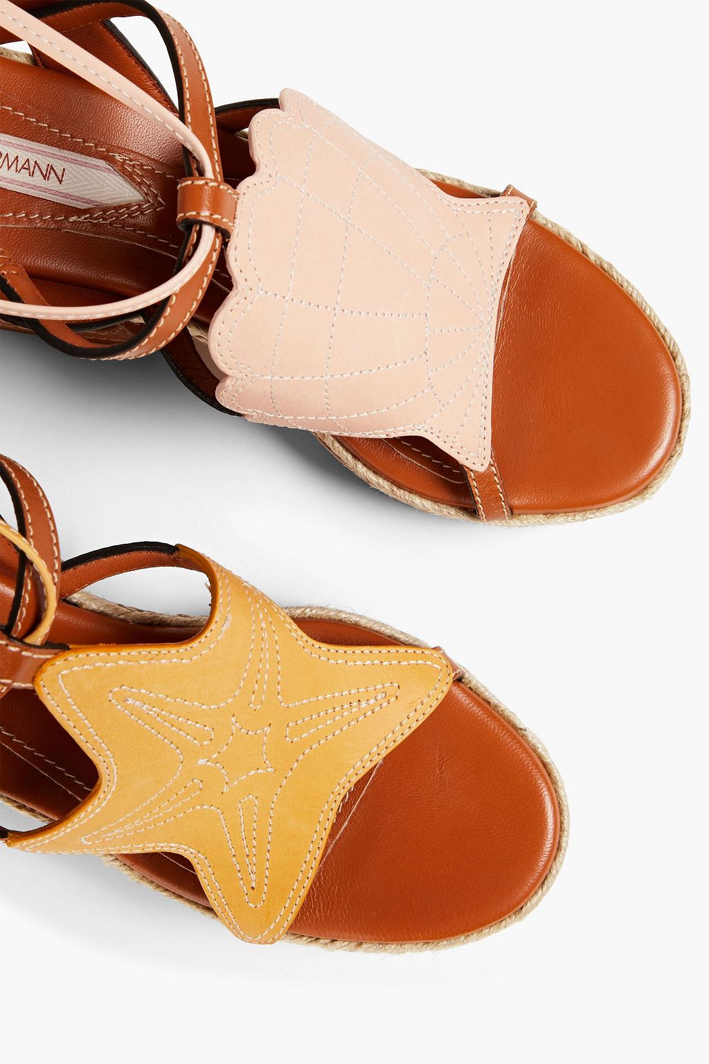 ZIMMERMANN Espadrille-Plateausandalen aus Leder in Colour-Block-Optik