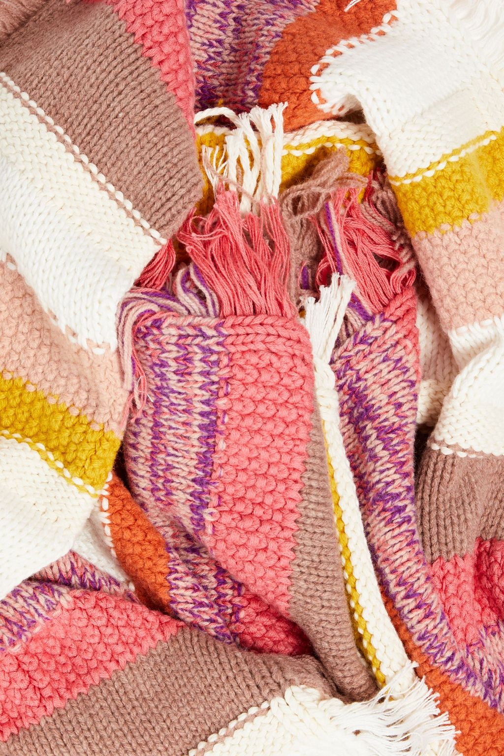 ZIMMERMANN وشاح من مزيج كشمير وقطن وصوف مارينو بتصميم مخطط