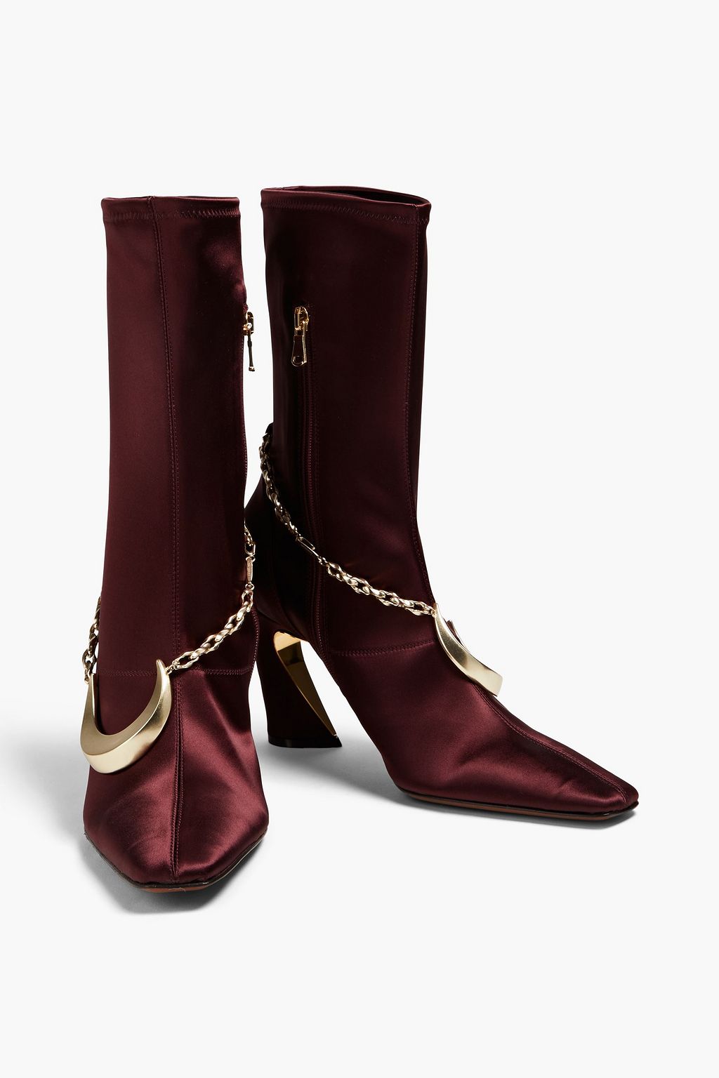 ZIMMERMANN Chain-trimmed satin ankle boots | THE OUTNET